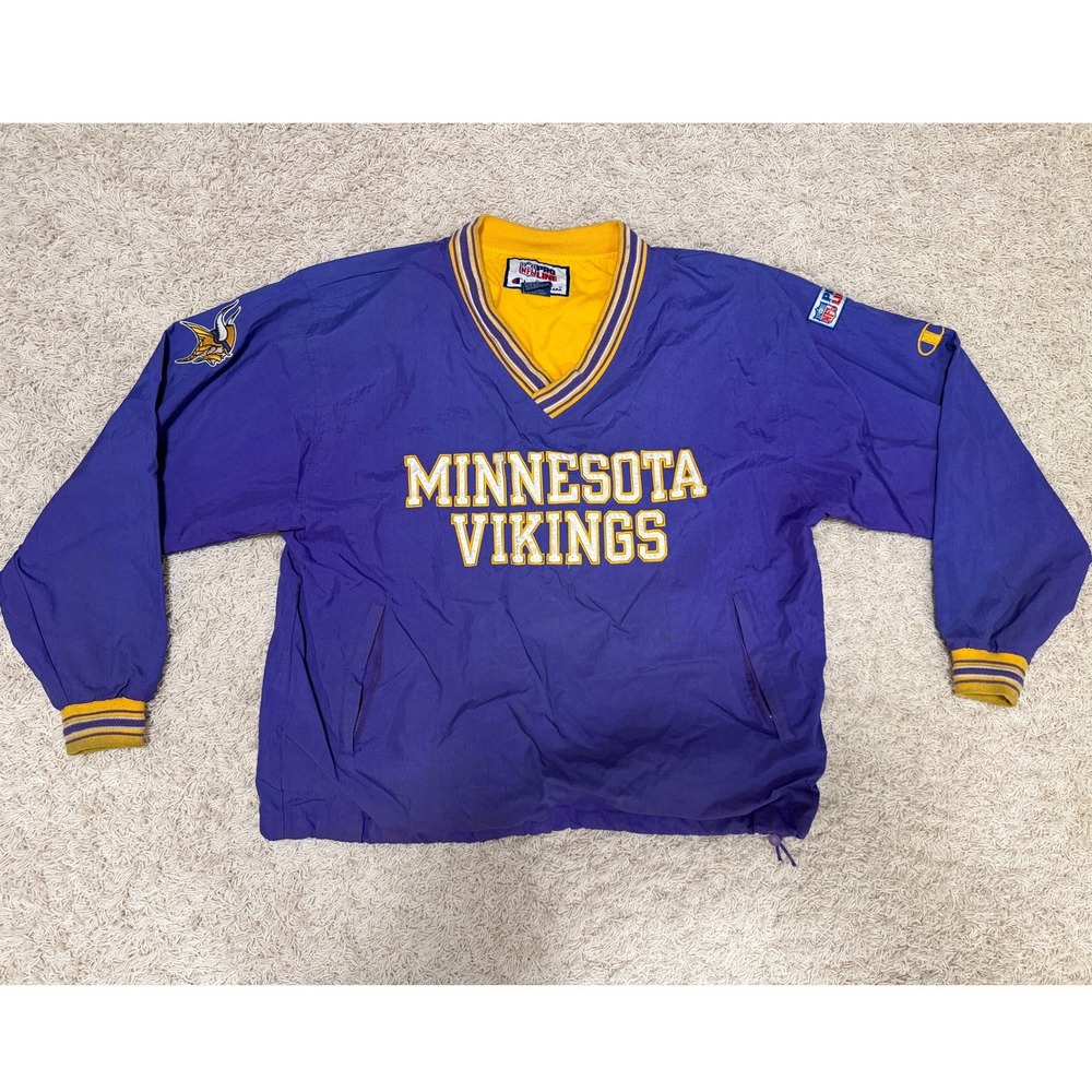 Champion‎ Minnesota Vikings NFL Pro Line Windbreaker Pullover Purple Large